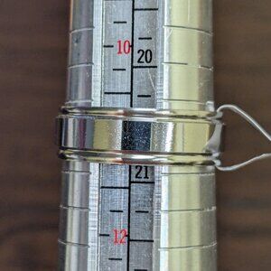 Stainless Steel Ring Band Silver Gray Grey Top Bottom Ribbed Size 11 Classic